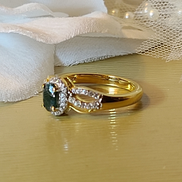 NWT Teal Grandidierite & Zircon Gold Ring Size 9 - Picture 8 of 14